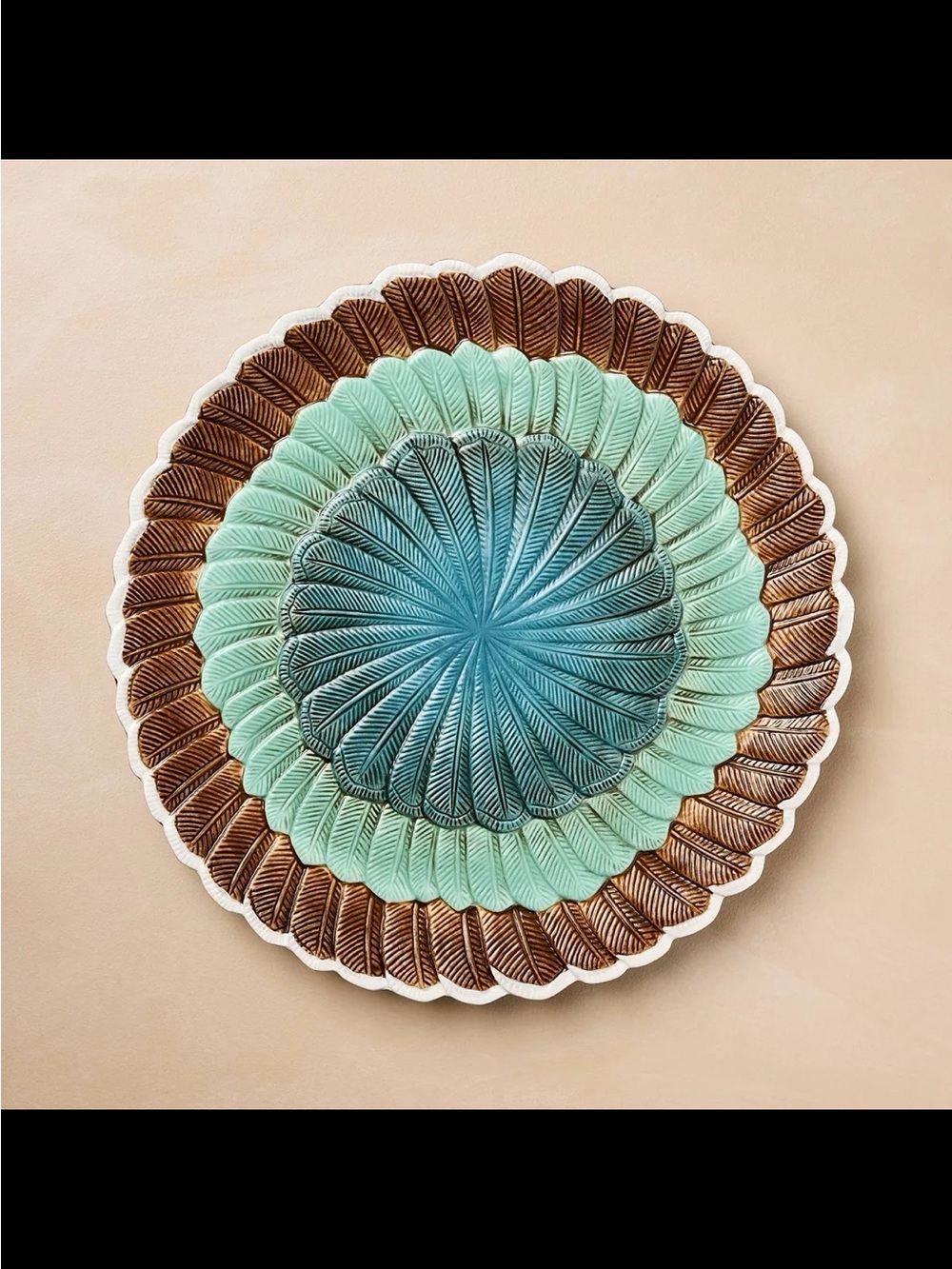 13” Feather stoneware serving platter from John Derian